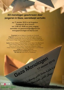 Gaza monologen morgen in Utrecht. Ga